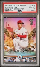 2022 Topps Chrome Ben Baller Ridin Low Orange Refractor Shohei Ohtani /25 PSA 10