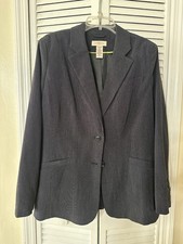 Covington Women's Blazer SZ 16 Black Striped Long Sleeve Career Office Vintage