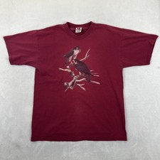 Vintage Peregrine Falcon T-Shirt Mens XL Red Wildlife Nature Graphic USA Made