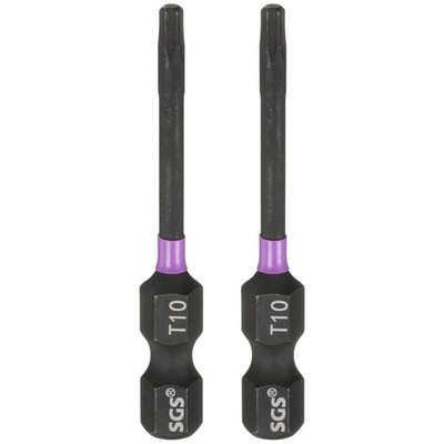 2pcs T10 Torx Impact Screwdriver Bit 1/4'' Hex Shank 2'' Long Magnetic No Hole