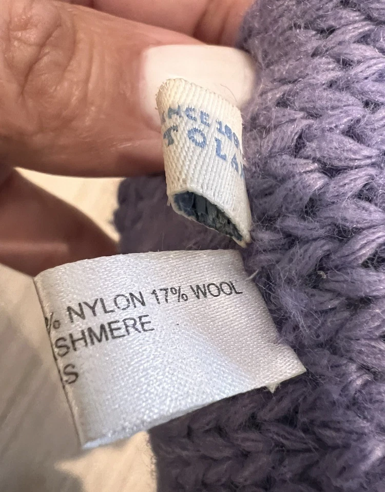 Guantes de cachemir Portolano para mujer púrpura claro tejido con cable puños doblados - OZ Foto 4 de 4