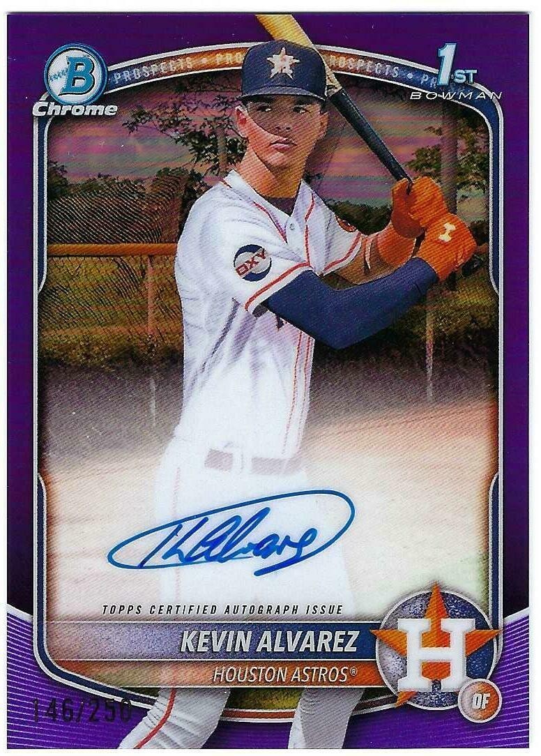2025 BOWMAN CHROME KEVIN ALVAREZ 1ST PURPLE REFRACTOR AUTO 146/250 CARD #CPA-KA