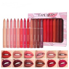 12Pcs Women Waterproof Lipstick Long Lasting Matte Lip Liner Pencil Lip Pen Set