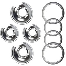 Burner Drip Pans 2 Large 8'' WB32X10013 2 Small 6'' WB32X10012 Chrome Drip P