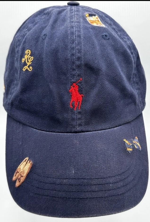 Polo Ralph Lauren Embroidered Hat Cap Navy Taxi Cocktail Bow Tie Shoes Logo Rare
