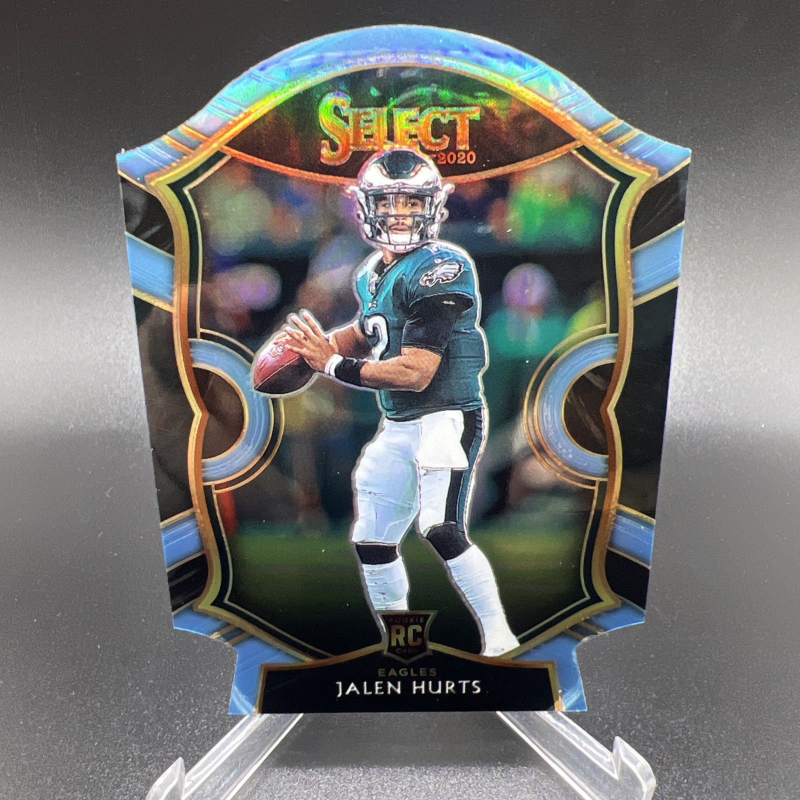 2020 Panini Select Concourse Jalen Hurts #50 Blue Prizm Die-Cut (RC) Eagles