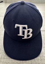 New Era MLB Tampa Bay Rays Hat Fitted BLUE Youth Size 6 3/8 Customized LIL K