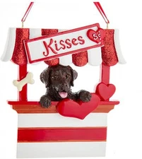 Kurt Adler Chocolate Lab Retriever Kissing Booth Christmas Tree Ornament - 4"