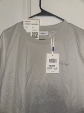 Off-White Light Gray Cotton Logo T-Shirt Size L OMAA027S23JER004