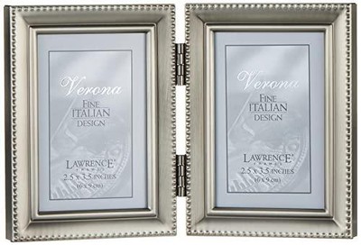 Lawrence Frames Bead Border Design, 2.5x3.5 Double, Pewter
