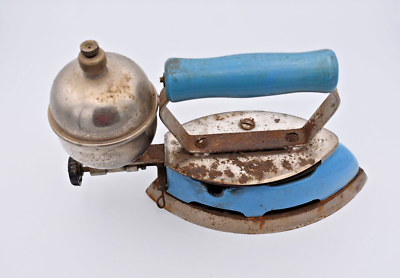 Vintage Coleman Instant Steam Iron - Lite model Blue Enamel 1930s