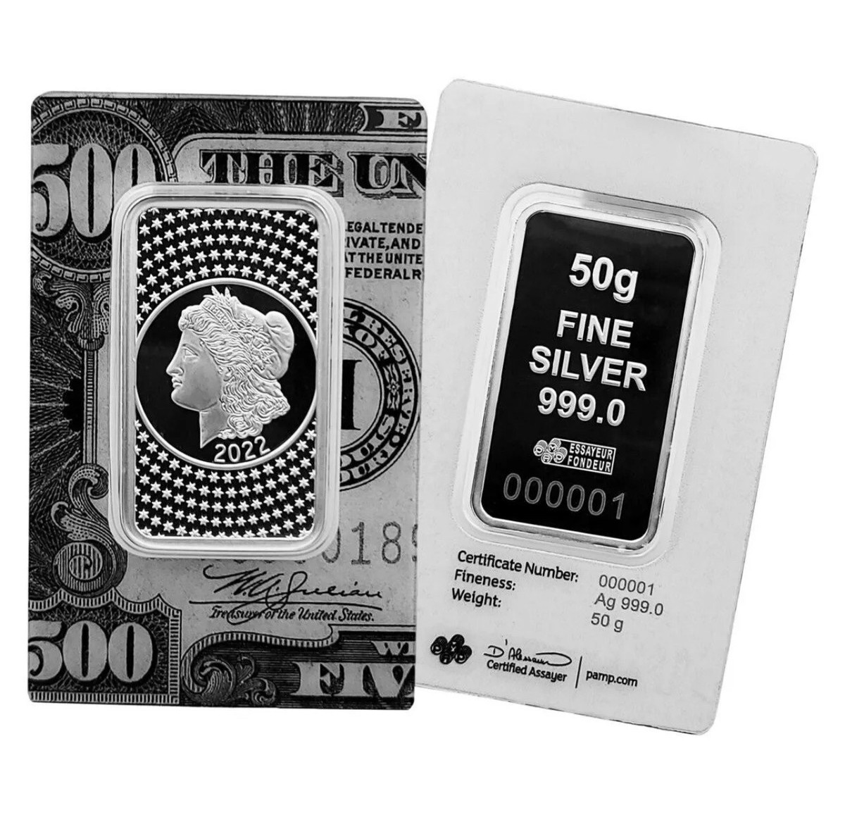 PAMP 50グラム ファインシルバー モルガンバー限定5000枚- 2022年 PAMP 50グラム ファインシルバー モルガンバー限定5000枚- 2022年 PAMP