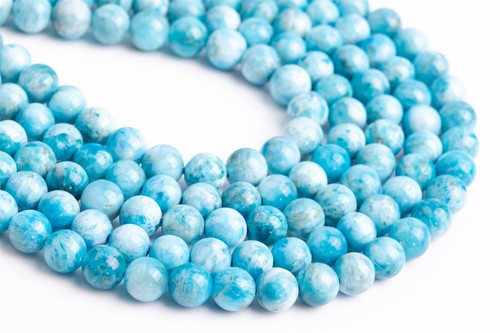 Cuentas de apatita azul agua natural genuinas de 8 mm grado AA cuentas sueltas de piedras preciosas redondas - Imagen 2 de 4