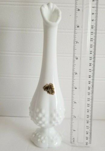 Vintage Fenton Swung Vase White Milk Glass Hobnail 9.5" - Picture 12 of 12