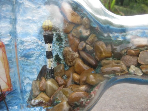 Vintage Ship in Bottle in Large Teachers Whisky Bottle ~ 49 cm Long ~ Stand - Picture 7 of 16