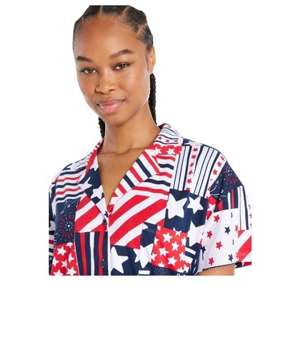 Way to Celebrate Women's Size M (8-10) Americana Shorty Pajama Set 2-Piece - Picture 6 of 12