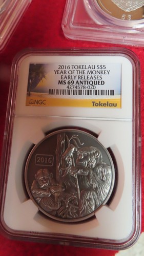 2016 TOKELAU S$5 YEAR OF THE MONKEY NGC PF69 MS69 ANTIQUE MATTE 1OZ 999 SILVER - Picture 4 of 11