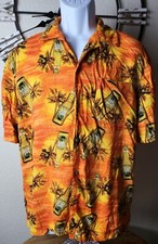 Hawaiian Aloha Shirt Orange Rayon Wrecked Lager Pilsner Beer Size M 38-40