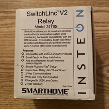 INSTEON Smarthome Relay On/Off Switch Inc V2 2476S - White - New Open Box