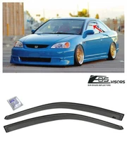 EOS Visors For 01-05 Honda Civic Coupe JDM Tape-On Side Window Rain Deflectors