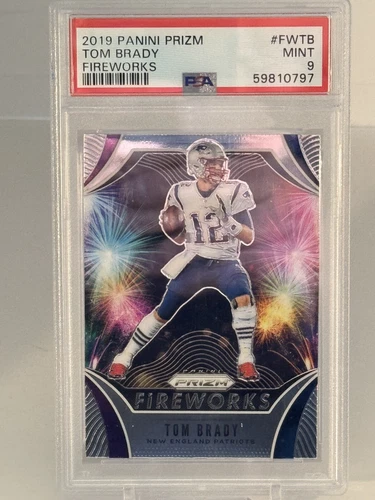 TOM BRADY PATRIOTS 2019 PRIZM FIREWORKS INSERT #FWTB PSA 9 MINT