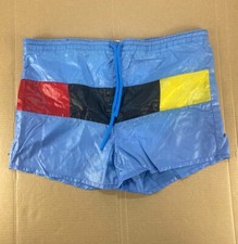 Vintage 70s 80s Jordache Wet Look Swim Trunks Board Surf Shorts Color Block 36