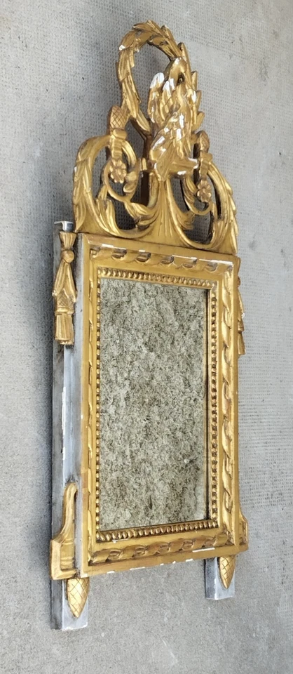 ancien miroir bois dore style louis XVI colombes 19ème siècle mirror carved wood - Photo 2/4