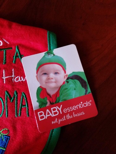 INFANT BABY ESSENTIALS WHO NEEDS SANTA WHEN I HAVE GRANDMA? ONE SIZE BIB NWT - Picture 2 of 8