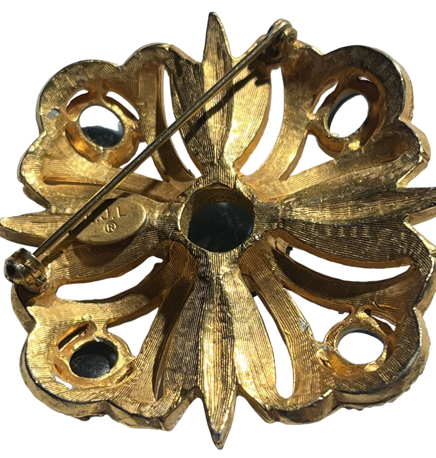 Kenneth Jay Lane KJL Blue & Rhinestone Vintage Sq… - image 4