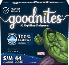 Goodnites Boys' Nighttime Bedwetting Underwear, S/M, 44 Count