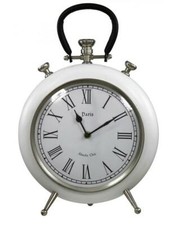 New Designer Metal PARIS White Round Table Clock Offer!