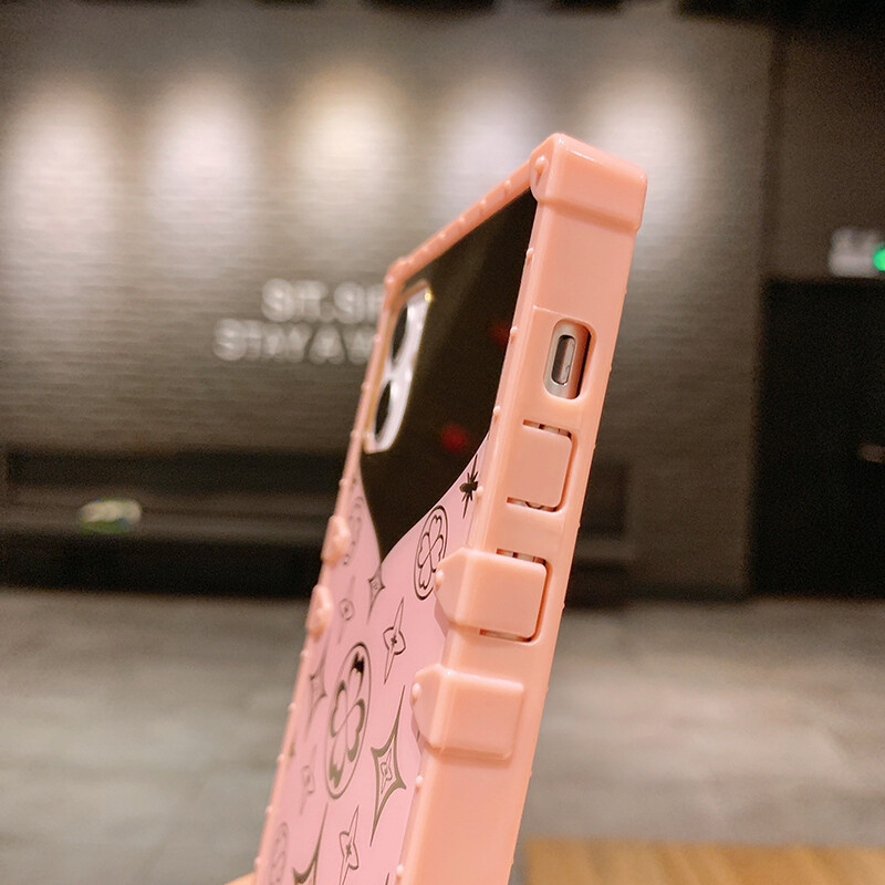 For iPhone 13 Pro 12 Pro Max 11 XS XR Luxury Cute Pink Flower Square Case  w/Ring