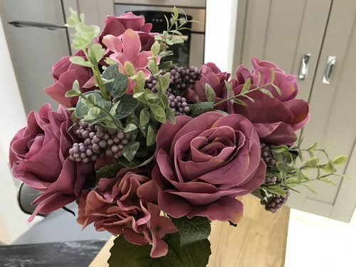 Best Artificial 50cm Vintage Silk Rose Bouquet Spray wedding flower bunch decor - Picture 10 of 22