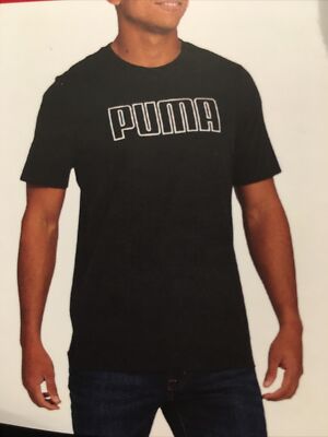 Puma New Men's Size Medium Black Double Down Short Sleeve Active 100% Cotton Tee