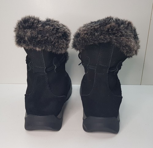 LANDS' END SIZE 5UK EUR37.5 WOMENS BLACK SUEDE LACE UP ANKLE SNOW BOOTS FUR TOP - Picture 8 of 24