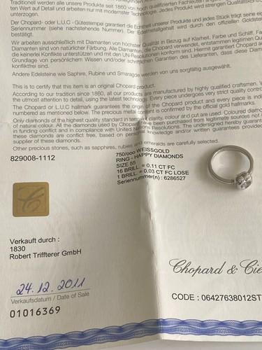 Chopard Miss Happy Diamond Heart Ring Model Number: 829008-1112 100% Authentic - Picture 14 of 15