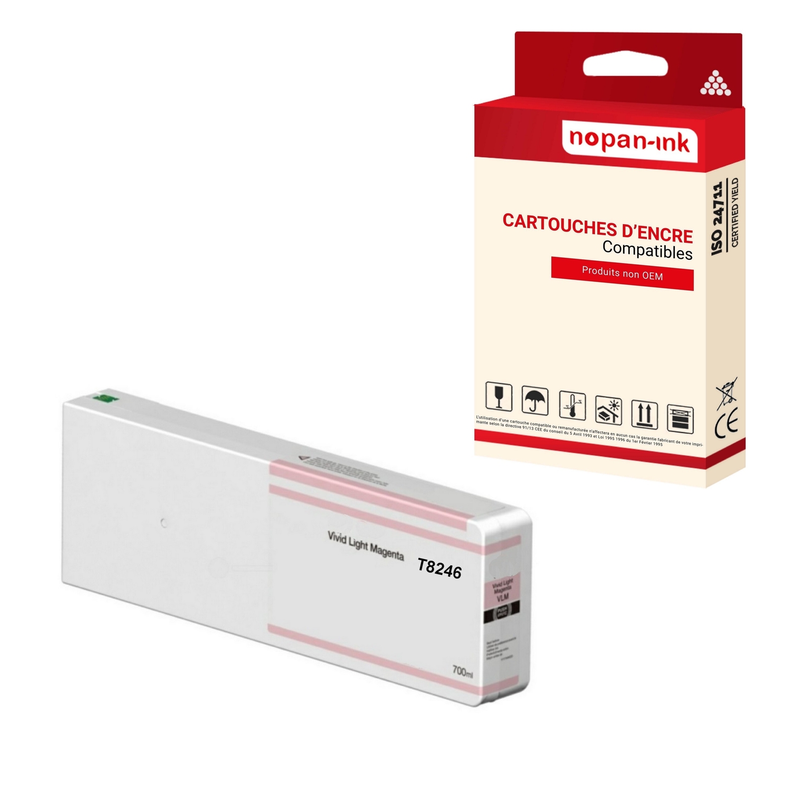 Cartouche Epson T8246 Magenta Clair Évitez les Traces pour des Impressions NOPAN-INK