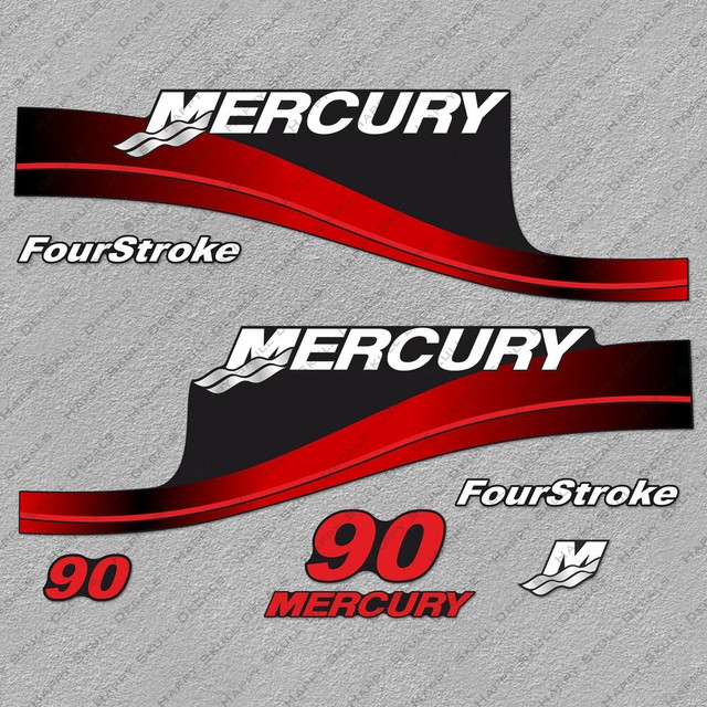 Mercury 90 hp Four Stroke outboard engine decals RED sticker set