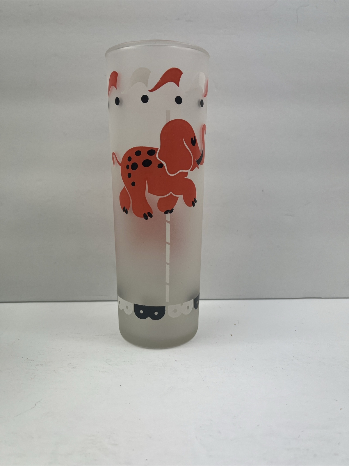Vintage Libby Frosted Carousel Circus Animal Glasses Set of 7 Tom