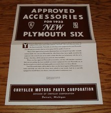 1933 Plymouth Six Approved Accessories Foldout Sales Brochure 33 1933 Plymouth Six Approved Accessories Foldout Sales Brochure 33