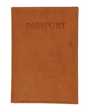 TAN PASSPORT PREMIUM COWHIDE LEATHER COVER Travel ID License Card Case Wallet