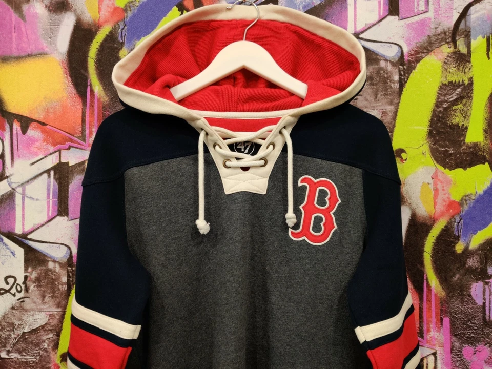 Boston Red Sox MLB Baseball Hoodie Longsleeve Sweatshirt Top '47 Mens size S - Image 2 of 4