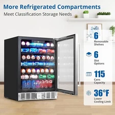 Beverage Refrigerator, 5.1 Cu.ft Beverage Fridge 166 Cans Small Beverage Cooler