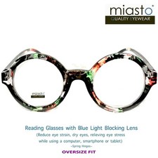 MIASTO ROUND "APFEL" BIG COMPUTER READING GLASSES 1.75 OVERSIZE ANTI-BLUE LIGHT