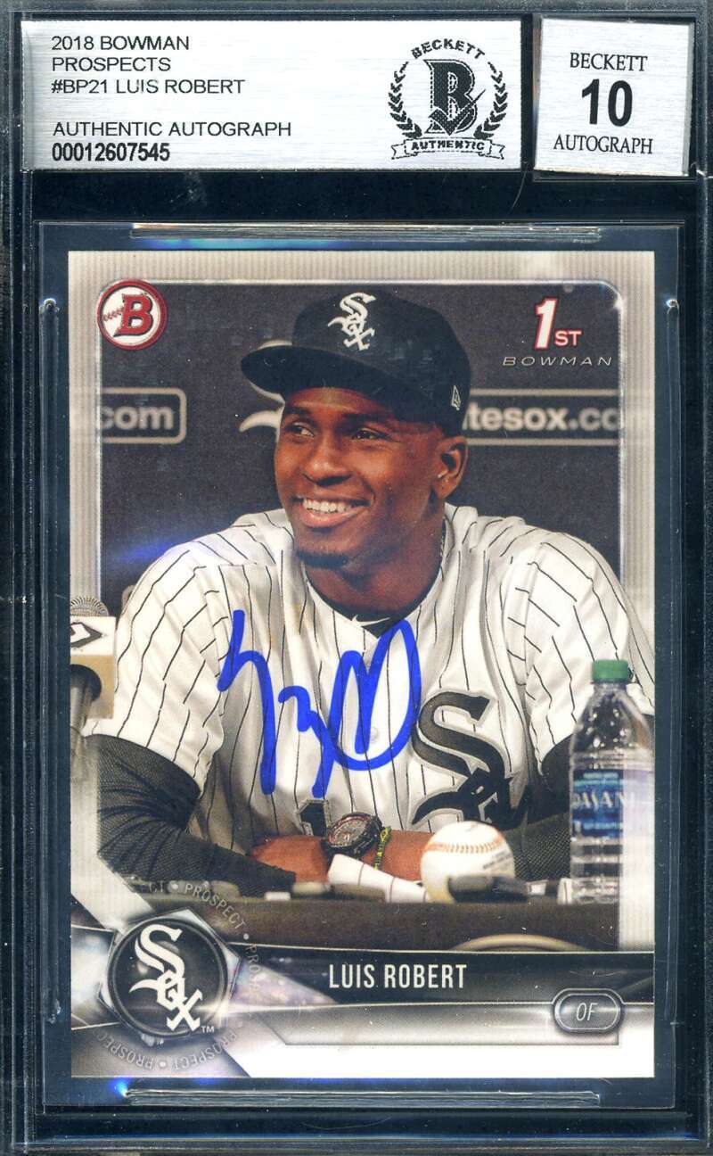 Luis Roberts Gem Mint 10 Beckett BAS Signed 2018 Bowman First Rookie Autograph