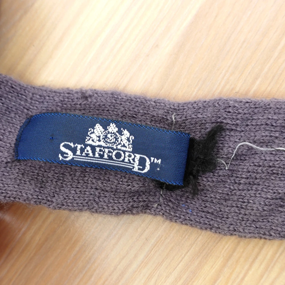 Gravata de pescoço masculina vintage STAFFORD azul magra extremidade quadrada fina malha - Imagem 4 de 4