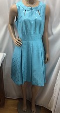 Tahari Womens Polka Dot Dress Teal Lined Sleeveless 6 ESY230815/EB2