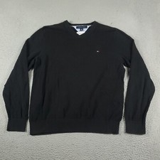Tommy Hilfiger Sweater Mens Large Black Casual Pullover Sweatshirt 