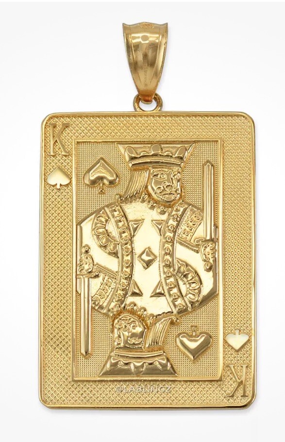 Gold King of Spades Poker Card Hip Hop 10K Pendant Gem