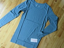 Beyond Scrubs S Blue/Gray Stripe Long Sleeve Tee Soft Stretch Top NWT Nice 